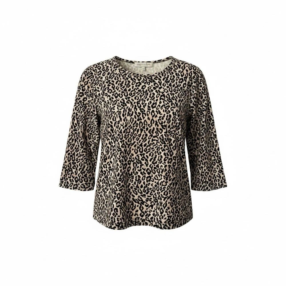 Jones New York Sport Leopard Print Top Womens Large Animal Print 3/4 Sleeve